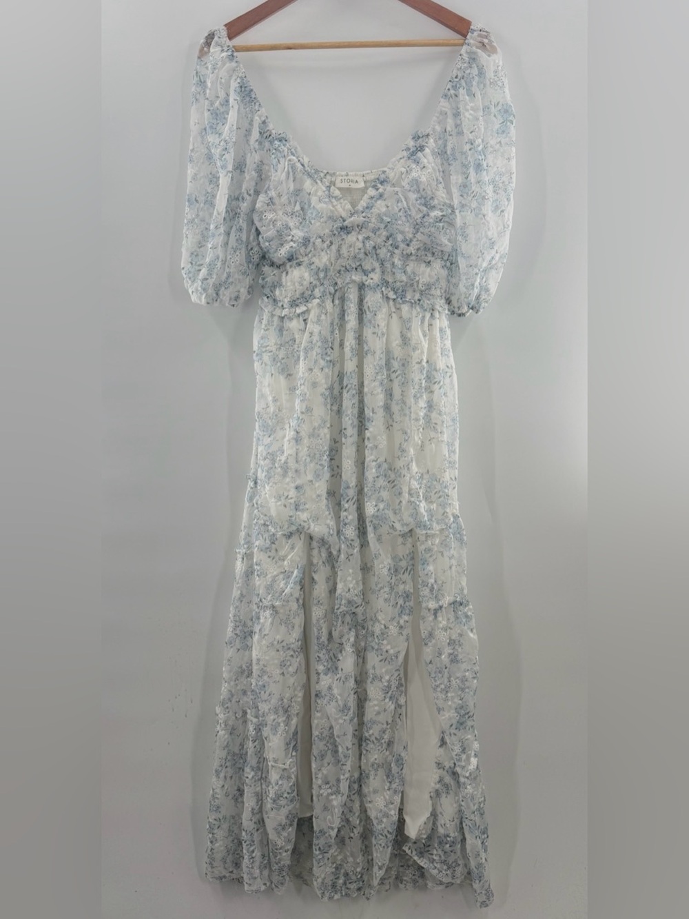 Storia Daphne Romantic Floral Cottagecore Maxi Dress Double Slit Prairie Size M - Picture 2 of 16